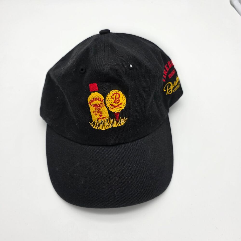 Fireball Whisky Barstool Golf Black Adjustable Strapback Hat Cap